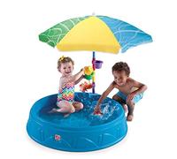 Step2 Play and Shade Juego Piscina Infantil con Parasol y Accesorios | Juguete con Agua de Plástico para Niños en Azul | Piscina Infantil sin Aire