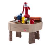 Step2 Pump & Splash Discovery Mesa de agua con bomba | Mesa acuatica de plastico para ninos, gris y roja | Juguetes acuaticos para el jardin con 8 accesorios