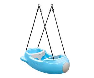 Step2 Rocket Swing columpio de plastico en azul | columpio doble para ninos en forma de cohete