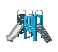 Step2 Scout & Slide Climber escalada para ninos de plastico con tobogan - azul/Gris | equipo de juego para exterior, 2 paredes de escalada | Dimensiones: 175 x 140 x 183 cm