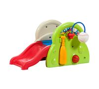 Step2 Sports-Tastic activity Center equipo de juego con Tobogan y muchas opciones de juego | Tobogan para ninos, Canasta de baloncesto, Beisbol y bate de plastico
