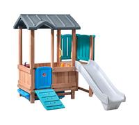 Step2 Woodland adventure Casa infantil con Tobogan | Casita de plastico para el jardin con espacio de almacenamiento | Casita de Juegos para ninos