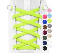 Stepace 2 Pares Cordones Elásticos sin Atar Planos de 6mm, Cordones de Zapatos Ajustables con Cierre de Metal para Niños, Adultos, Sneakers, Running y Triatlón Amarillo Neón 120