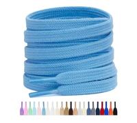 Stepace 2 Pares Cordones Planos de 100% algodón 8 mm de Ancho Cordones para Zapatillas y Zapatos Deportivas Cordones de Deportivo Reemplazo Azul Cielo 140