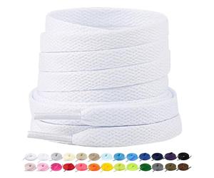 Stepace 2 Pares - Cordones Planos para Zapatos, 8mm de Ancho, Cordones Premium de Reemplazo para Zapatillas, Atletismo, Zapatos Casuales Blanca Nieves 150