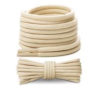 Stepace 2 Pares Cordones Redondos para Botas de Senderismo y Montaña, Trekking Zapatos, Bambas - 19 Colores, 80-180cm, 4.5mm Diámetro Crema 120