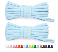 Stepace 2 Pares de Cordones Redondos de 60cm para Sneakers, Longitud 200cm 18 Colores, Cordones de Zapatos Azul Claro 120cm