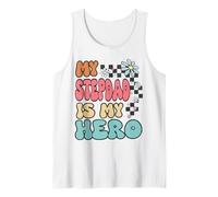 Stepdad Hero Cute Retro Floral Fathers Day Appreciation Camiseta sin Mangas