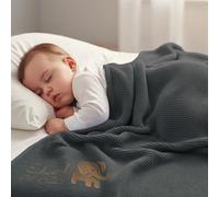Stepdiy Manta de bebé niño Personalizada con Nombre Bordado - 100% algodón - 80x100 cm - Regalo Ideal para Baby Shower o Primer Navidad (Gris)