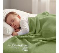 Stepdiy Manta de bebé Personalizada con Nombre Bordado - 100% algodón - 80x100 cm - Regalo Ideal para Baby Shower o Primer Navidad (Verde judía)