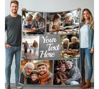 Stepdiy Manta Personalizada con Fotos de 130x150cm - Regalo Original para Novio o Novia en Cumpleaños - Elegante Presente para la Día de la Madre y Regalo Práctico para Papá (6 Fotos)