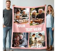 Stepdiy Manta Personalizada con Fotos de 150x200cm - Regalo Original para Novio o Novia en Cumpleaños - Elegante Presente para la Día de la Madre y Regalo Práctico para Papá (4 Fotos)