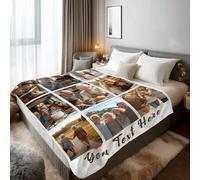 Stepdiy Manta Personalizada con Fotos de 150x200cm - Regalo Original para Novio o Novia en Cumpleaños - Elegante Presente para la Día de la Madre y Regalo Práctico para Papá (9 Fotos)