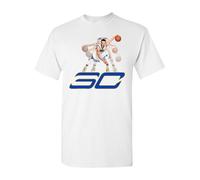 Steph Curry Golden State Dribbling Basketball Sublimation tee Shirt White