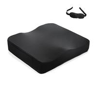 Stephan Roberts Cojín de asiento XL cómodo | Espuma viscoelástica ortopédica antideslizante | Alivio de espalda y coxis | para coche, viajes, oficina, silla de ruedas | 19 x 17 x 3.5 pulgadas | negro