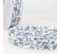 Stephanoise Cinta al bies floral azul lavanda para costura, 20 mm de ancho, por metro