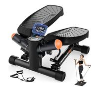 Stepper 2 En 1 para El Hogar,Resistencia Regulable,Mini Stepper De 150 Kg, con Monitor LCD, EscalóN De Balanceo hacia Abajo con Power Ropes para Entrenamientos En Casa, Oficina En Casa
