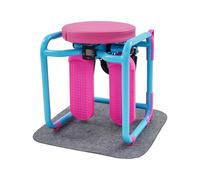 Stepper multifunción con asiento, 42 x 34,5 x 32 cm, mini stepper deportivo, hasta 150 kg, para casa, apartamento, oficina, salón, dormitorio (azul, rosa)