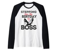 Steppin' Into My Birthday Like A Boss Tacones Altos para Mujer Sexy Camiseta Manga Raglan