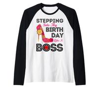 Steppin' Into My Birthday Like A Boss Tacones Altos para Mujer Sexy Camiseta Manga Raglan