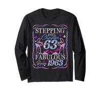 Stepping Into 63 Fabulous Since 1963 63rd Birthday Women Manga Larga