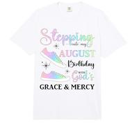 Stepping into My August Birthday Mujeres Niñas Señoras Divertido Comfort Colors Adult Heavyweight T-Shirt