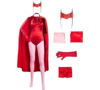 stepsin Disfraz de bruja escarlata para mujer, trajes de Wanda Maximoff, disfraz de Halloween Wanda, disfraz de cosplay de bruja escarlata, enterizo con capa, conjunto completo