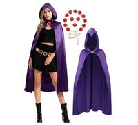stepsin Disfraz de cosplay de titanes para mujer, traje de lujo con capucha y cadena de piedras rojas para disfraz de Halloween