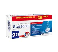 Steradent - Comprimidos limpiadores de prótesis dentales Triple Action Plus - 60 + 30
