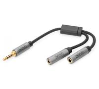 Stereo 3.5mm Headset Adapter, M to 2*F Aluminum Housing ,Gold plated, NYLON Jacket 0,2m
