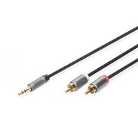 Stereo 3.5mm to 2RCA Splitter Y, M to M Aluminum Housing ,Gold plated,NYLON Jacket, 1m