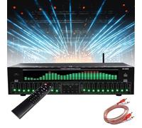 Stereo Graphic Equalizer, 31-Band Digital Equalizer with Audio Cable &Dedicated Remote Control, Double 10-stage Balanced Tuning & 12 Spectrum Modes, for Studios
