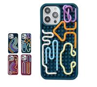 Stereoscopic Silicone Color Line Sensory Decompression Phone Case, Soft Shockproof Protective Sensory Case for iPhone11/12/13/14/15/16/pro/pro MAX (Blue 2,16)