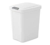 Sterilite 10459004, Papelera 13 litros Touch-Top, 4-Pack, Negro con Titanio Latch, Blanco, 7.5-Gallon