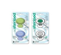 Steripod Clip-On Toothbrush Protector, Keeps Toothbrush Fresh and Clean, Fits Most Manual and Electric Toothbrushes, Blue, Green, Clear, 4 Count