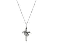 Sterling Chain Silver Cross and Crown Necklace Jewelry Gift for Mom Women Girls, Pendant, No Gemstone