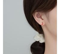 Sterling Cute Little Carp Tiny Ear Stud Statement Women High-End Earrings