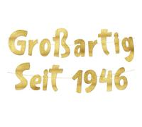 Sterling James Co. Banda 80 Años « Großartig Seit 1946 » Negro y Dorado Purpurina - Decoración de Cumpleaños, Regalo y Accesorios de Fiesta para Ella y Él