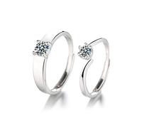 Sterling Metal Open Finger Ring Rings S925 Sterling Metal Evento de apertura de par pares de anillo de anillo de ring de hombres y mujeres Regalos de letras para amantes, abertura ajustable (anillo A