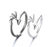 Sterling Metal Open Finger Ring S925 Sterling Metal Anillo de pareja Masculino y femenino Actividades de anillo de finalización de larga distancia Regalos de amor para amantes, abertura ajustable