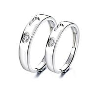 Sterling Metal Open Finger Ring S925 Sterling Metal Diamond Diamond Heart Corazón Pareja PAR ANILLA ABIERTA ABIERNA REDIMIENTO DE RINGO AJUSTABLE PARA ANILLO DE AMANOS, ABSERIOR AJUSTABLE (ANILLO