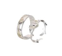 Sterling Metal Open Finger Ring S925 Sterling Metal Pareja Antes de anillo Elk Personalidad Fashion Regalos de anillo abierto para anillo de amantes, abertura ajustable