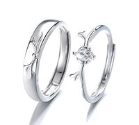 Sterling Metal Open Finger Ring S925 Sterling Metal Su pareja Men y mujeres Combina Personalidad de la personalidad Valenmetale's Day Fashion Gifts for Lover Ring, Attendable AttetL