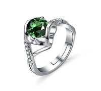 Sterling Ring, Sterling Rings Women 925 Round Moissanite Green Anillos ajustables Fashion Heart Dress Dress Anillos de compromiso Regalos para hombres Rings de la eternidad