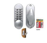 Sterling S2230V Cerradura de Puerta Digital compacta, Color Plateado, Cromo Satinado, 142 x 46mm