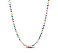 Sterling Silver Necklace with Yellow, Blue, Phlox Pink, Green Crystal, Pink, Clear and Fancy Pink Cubic Zirconia