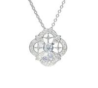 Sterling Silver Silver Four-leaf Clover Sparking Zircon Pendant Necklace for Women Jewelry Gifts