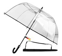 Sternenfunke Paraguas transparente grande XXL de 112 cm de diámetro | paraguas para boda para novios | transparente con bolsa de transporte | borde negro, negro/transparente, 112 cm, Campana