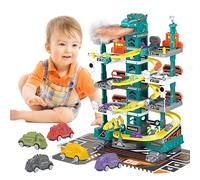 Sternstunde Carriles de juguete de dinosaurios de autopista, 32 piezas de Dino Carretera Carretera Garaje Juguete con estacionamiento, rampas, ascensor, incluye 5 coches, para niños de 3 a 8 años