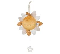 Sterntaler Caja de música M Sun, juguetes para niños y bebés, tela suave aterciopelada, para atar, mecanismo de juego extraíble, mango de estrella, melodía: -, 22 × 22 × 5 cm, amarillo mate